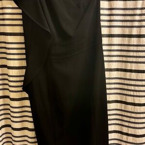 Basler Black One Shoulder Flutter Sleeve Sheath Dress for Night Out